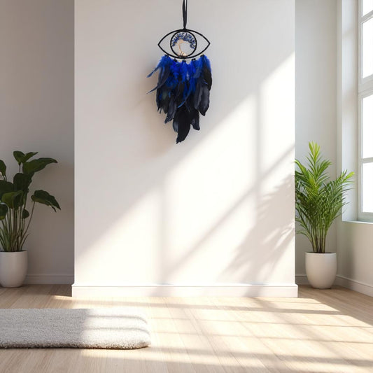 Handmade evil eye dream catcher decor with optional LED lighting