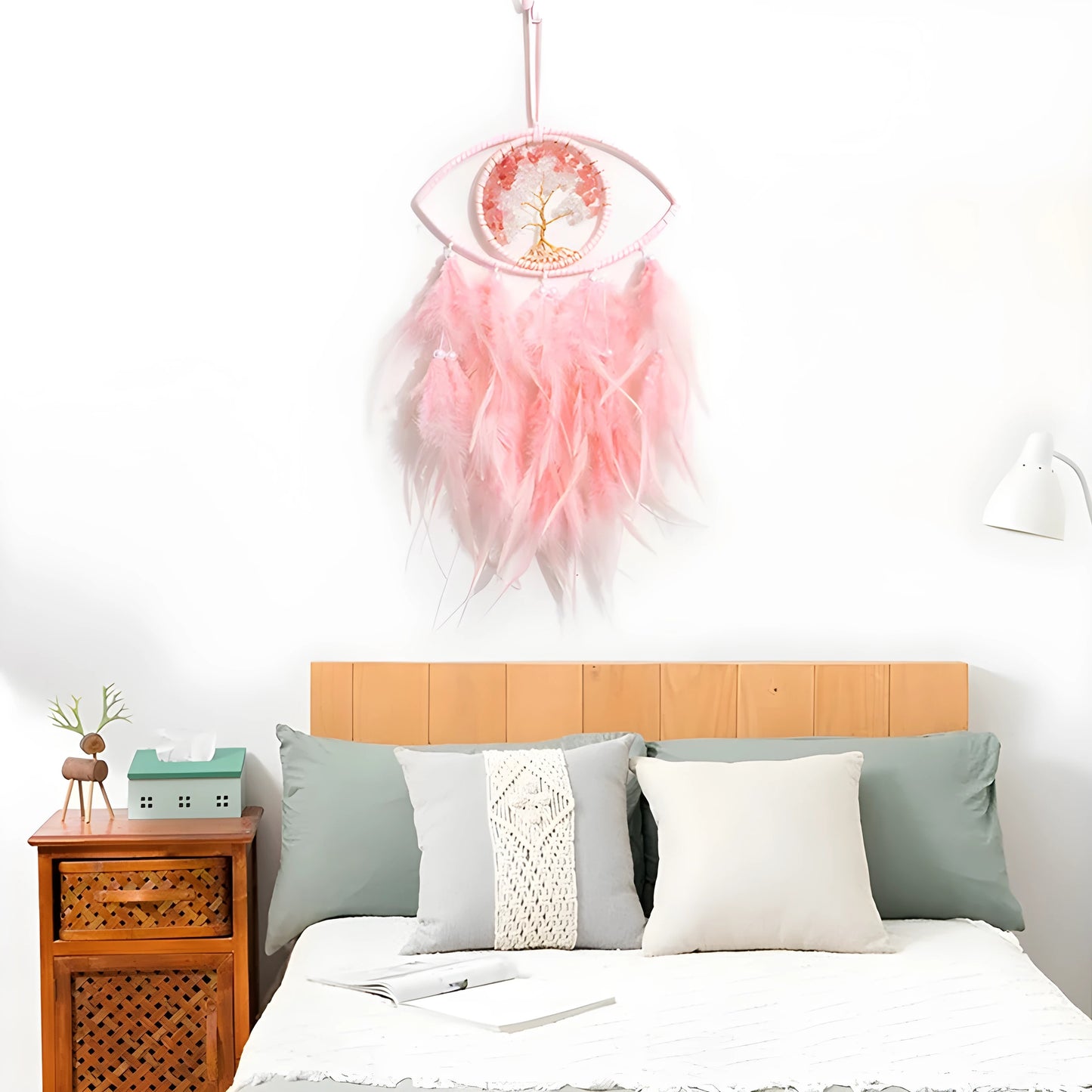 Decorative evil eye dream catcher with and without LED lights for positive energy