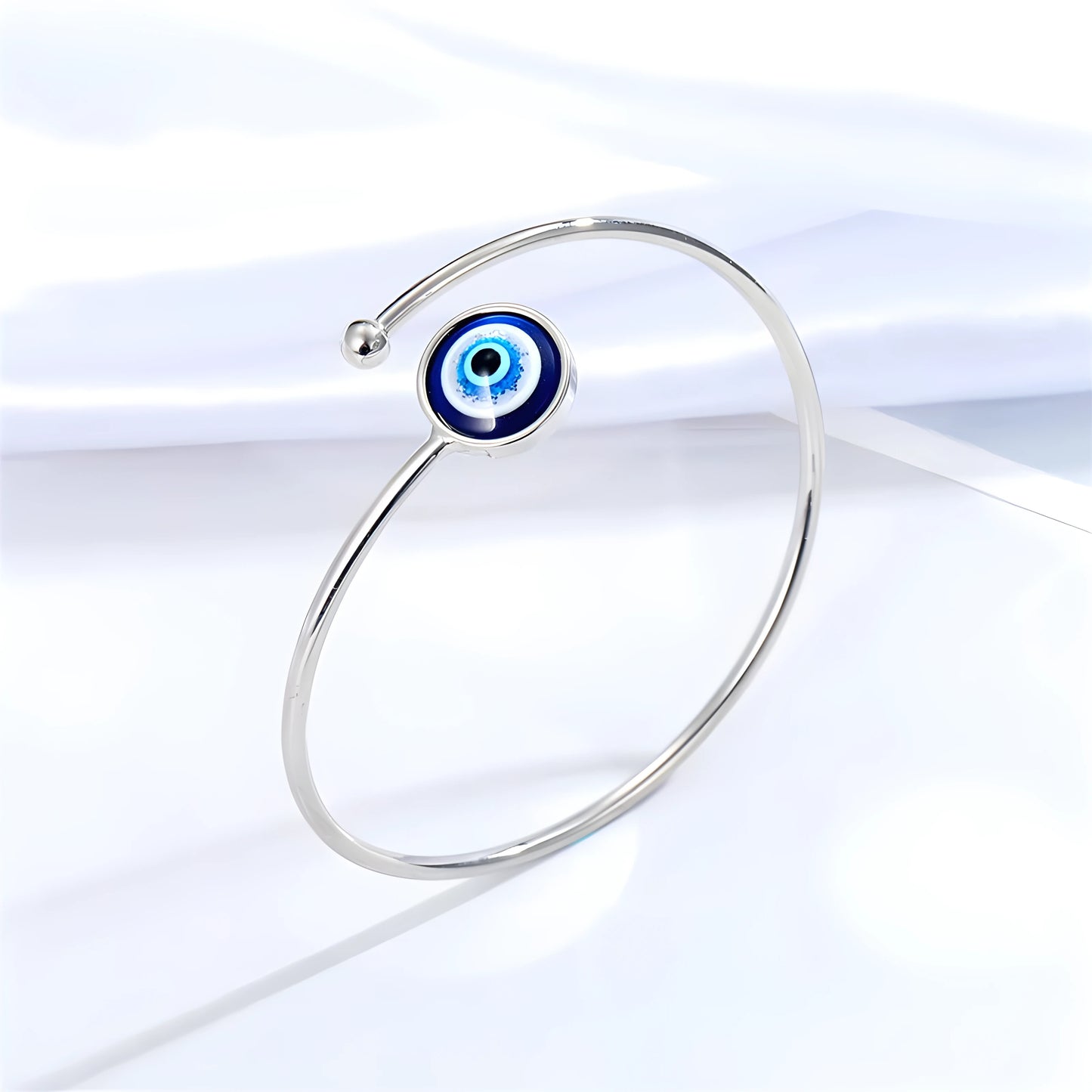 Handmade blue evil eye bracelet with adjustable band for comfortable fit