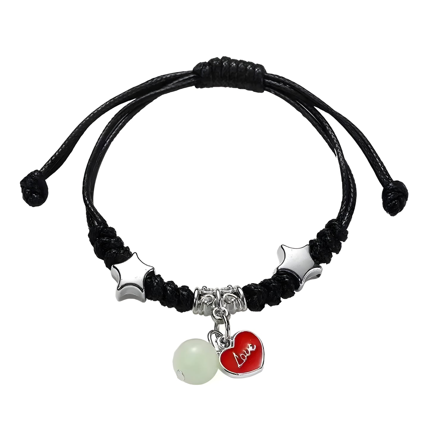 Elegant couple bracelet featuring star charm and radiant luminous beads