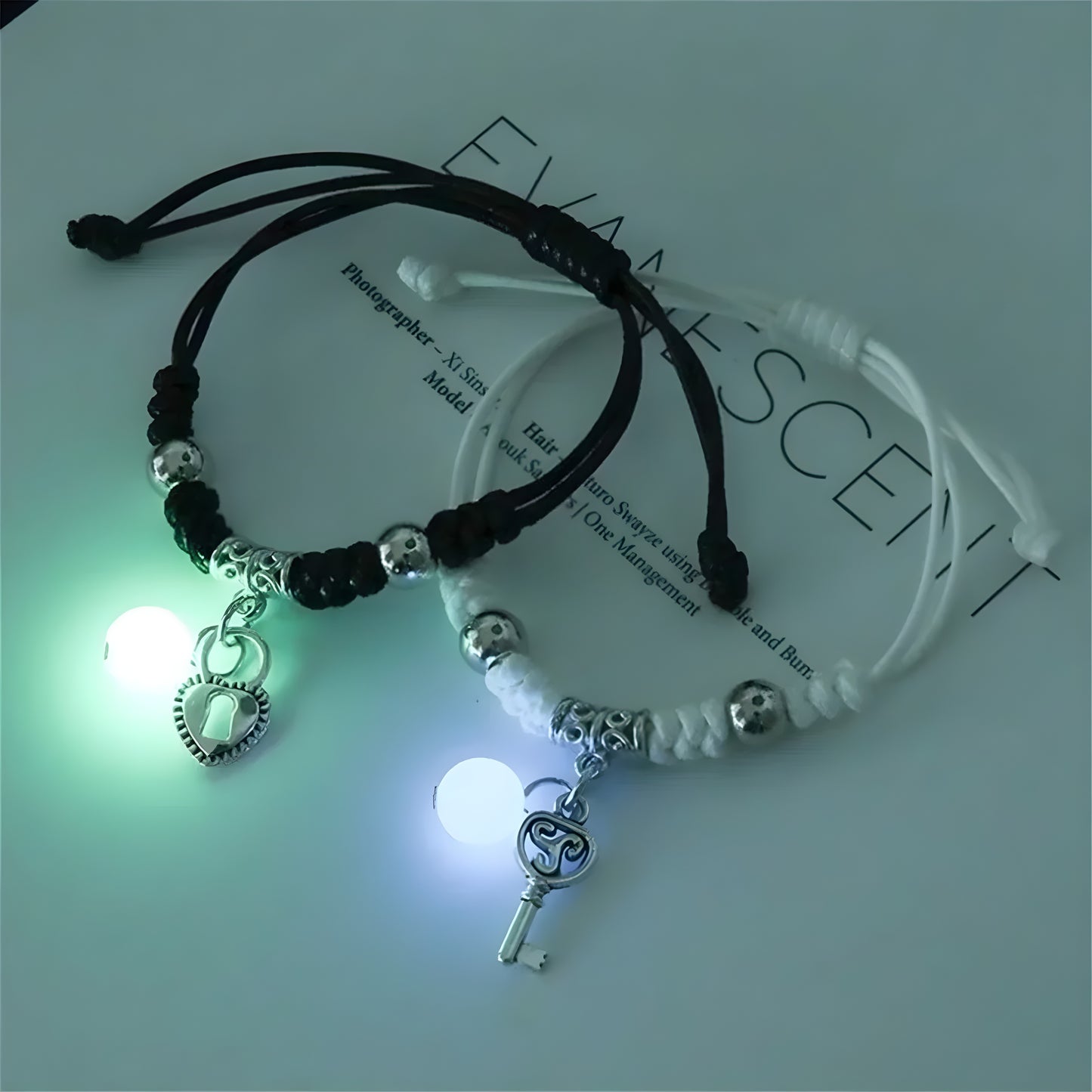 Stylish luminous beads bracelet for him and her with star accents