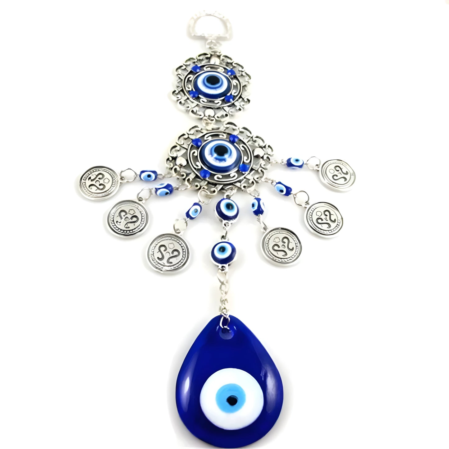 Decorative evil eye charm wall hanging promoting spiritual wellness