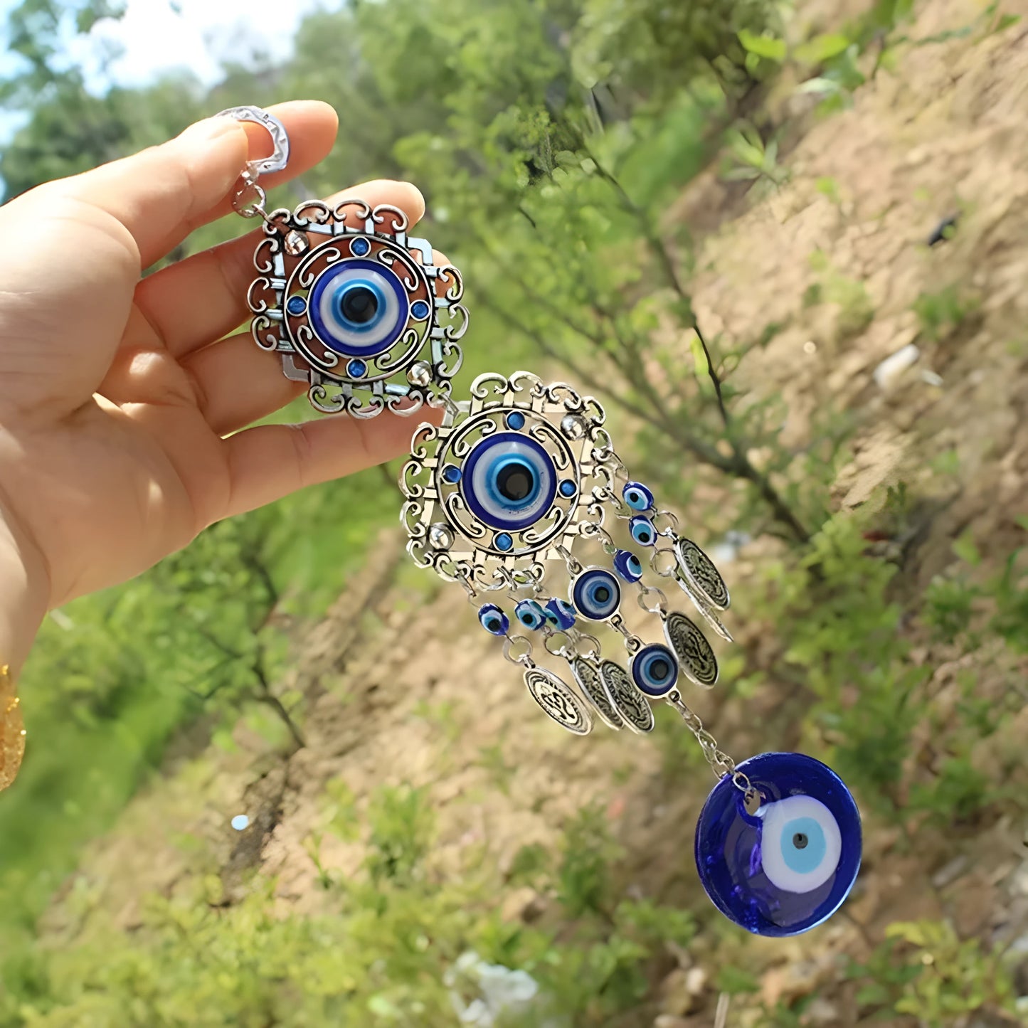 Protective evil eye ornament for home or office with vibrant colors
