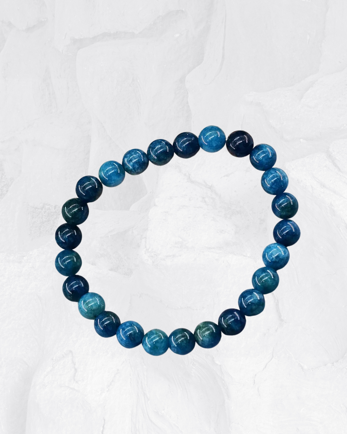 Handcrafted blue apatite crystal bracelet promoting clarity and energy