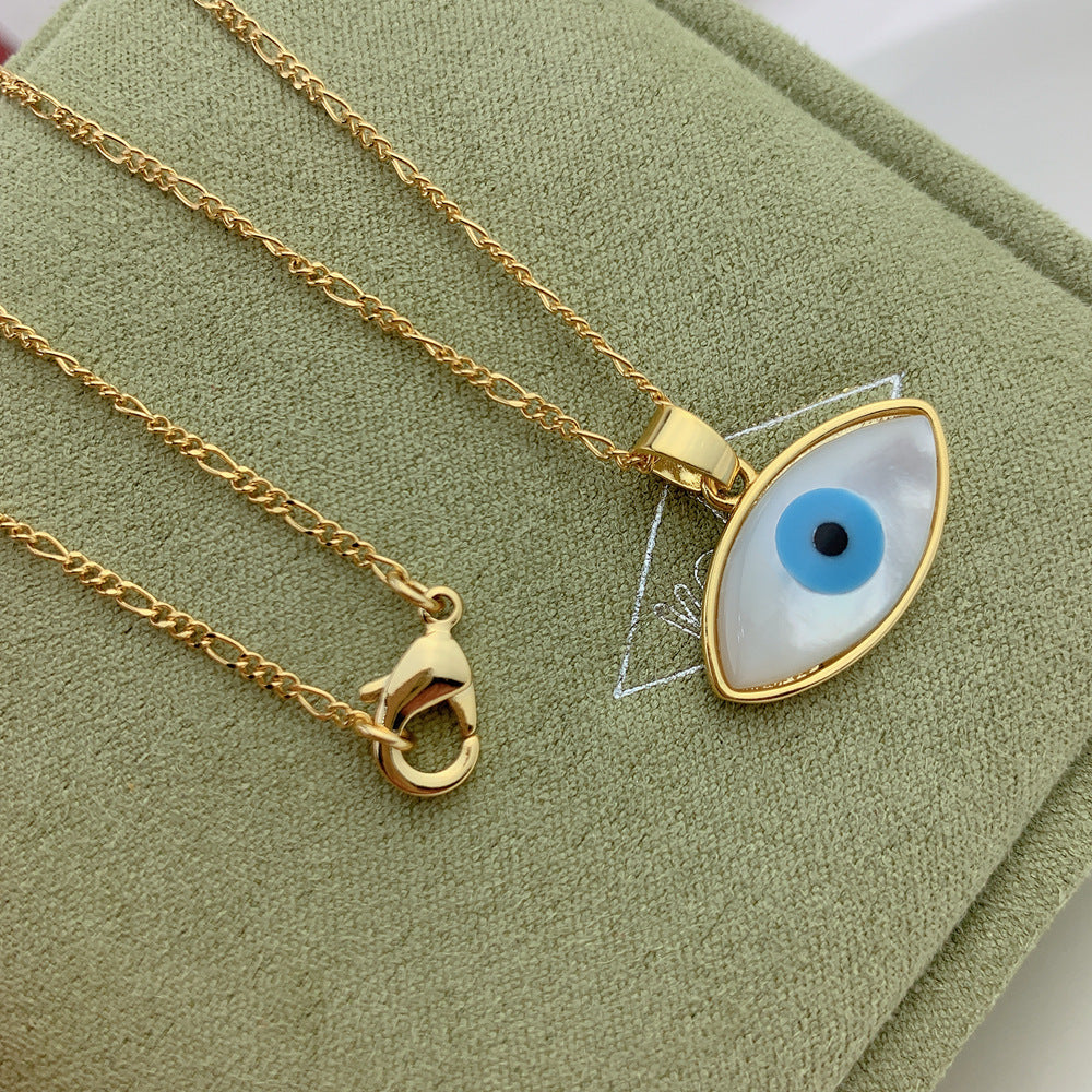 Protective evil eye charm necklace symbolizing positivity and safety