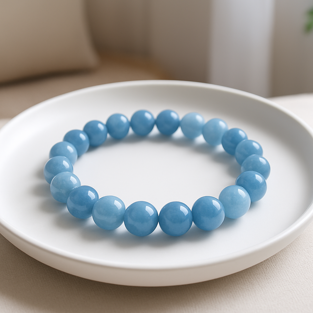 Aquamarine Serenity Beaded Bracelet – Natural Calming Crystal Jewelry