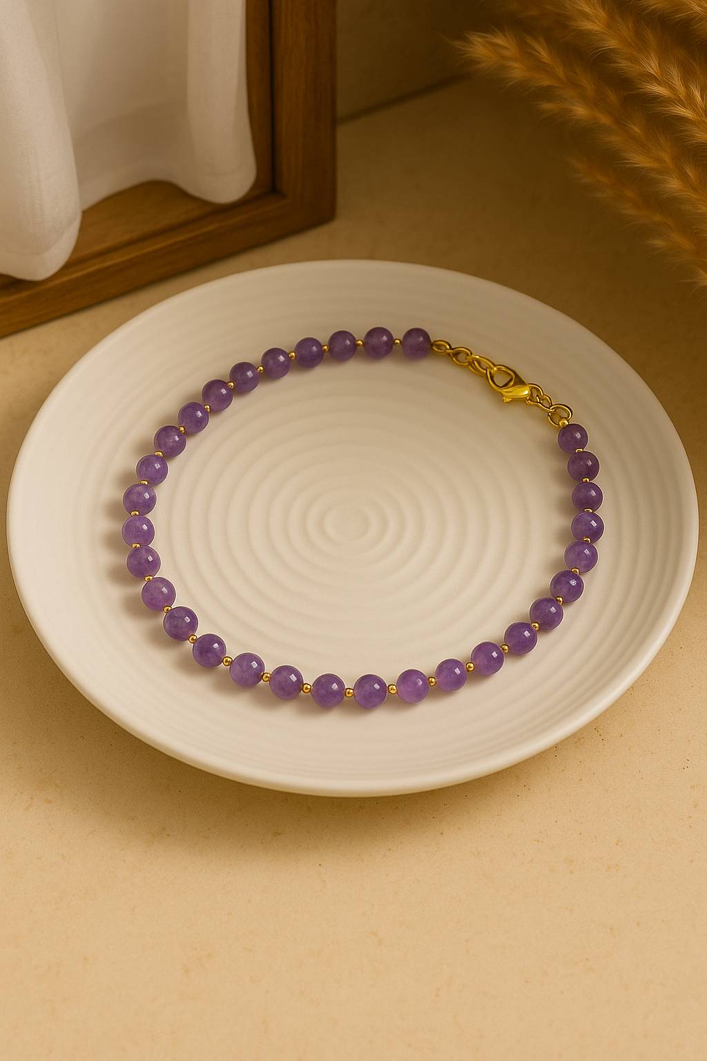 Natural amethyst beaded necklace for spiritual balance and stress relief