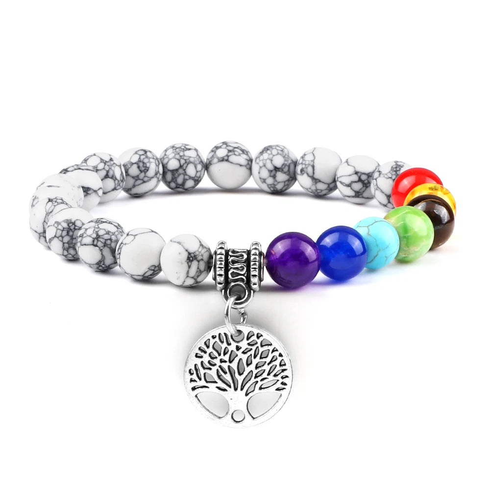 Chakra life tree bracelet made with natural stones to enhance mindfulness