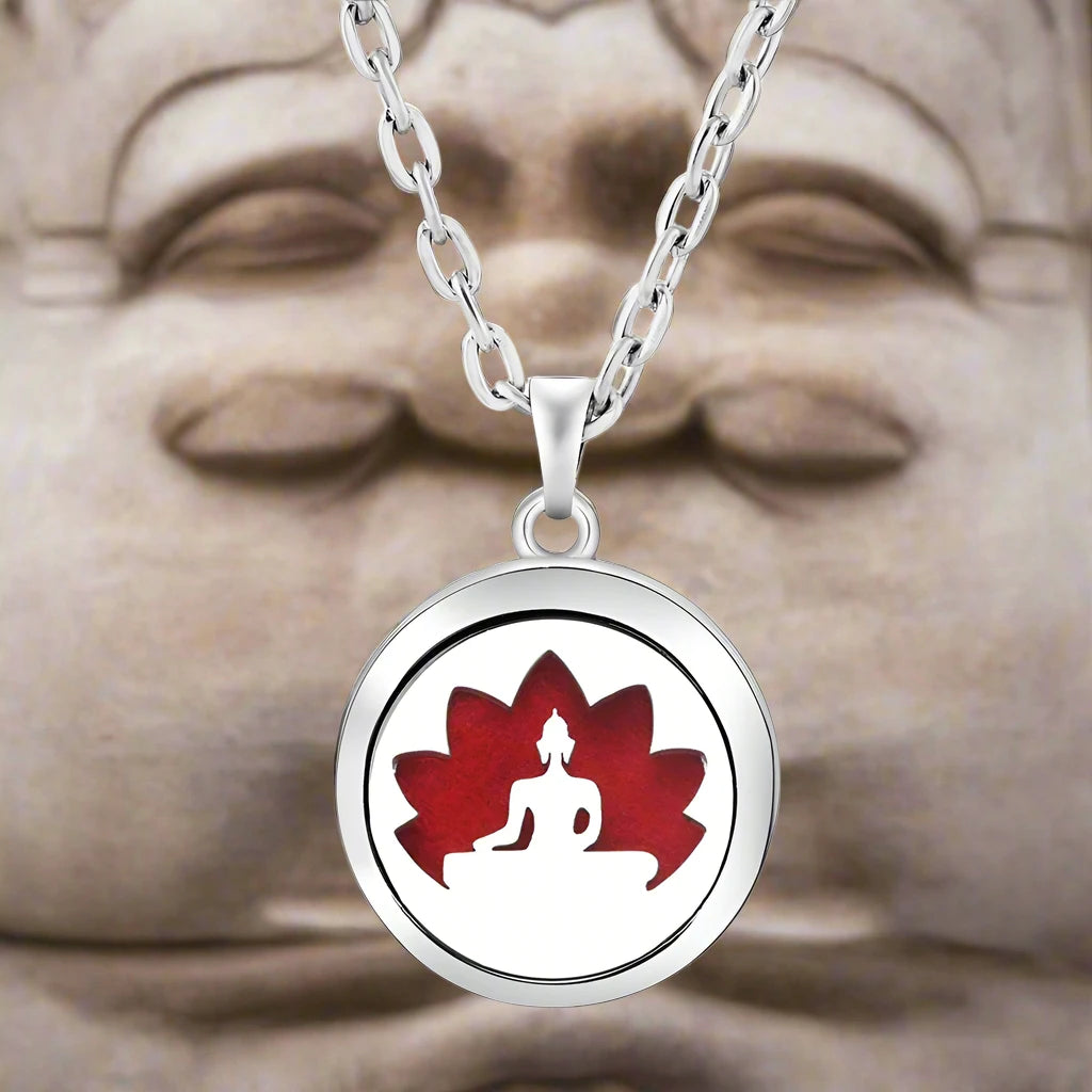 Modern essential oil locket pendant with stainless steel chain for relaxation and style