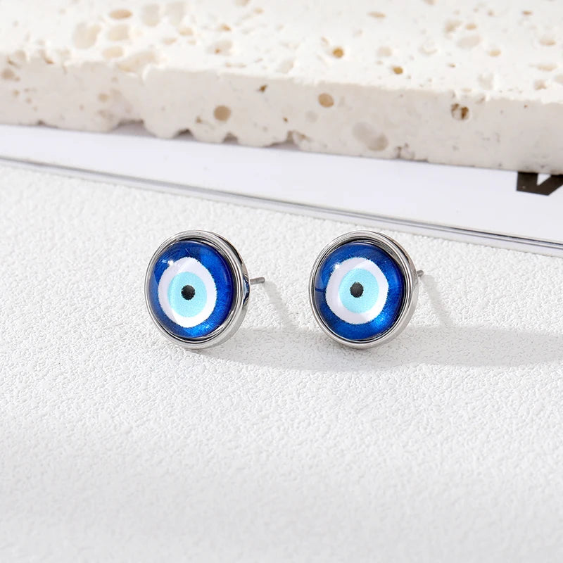 Elegant evil eye earrings in stud style, perfect for everyday wear