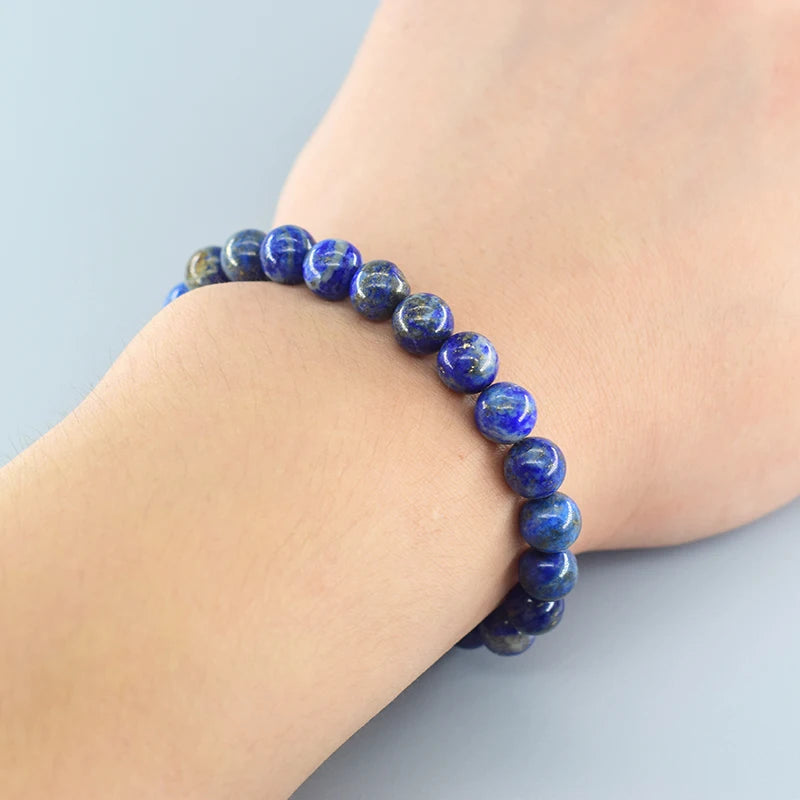 Handcrafted lapis lazuli gemstone bracelet promoting clarity and self-expression