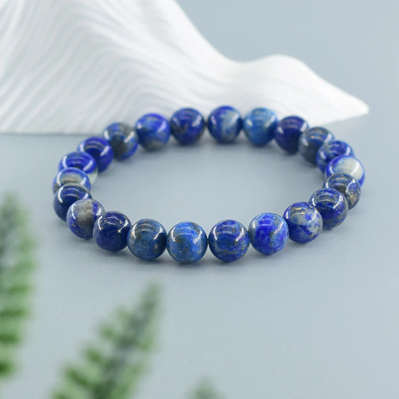 Blue lapis lazuli beaded bracelet for spiritual growth and confidence boost