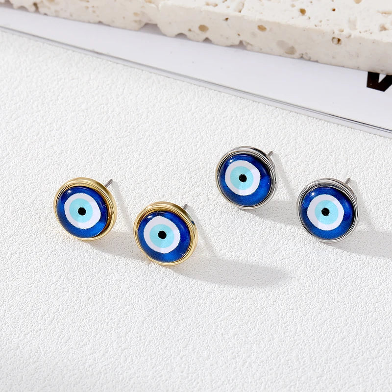 Small evil eye stud earrings for protection and spiritual energy