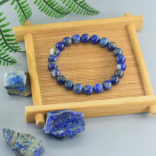 Handcrafted lapis lazuli gemstone bracelet promoting clarity and self-expression
