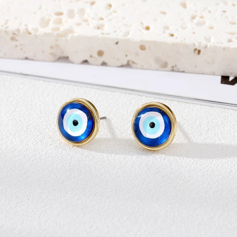 Handmade blue evil eye stud earrings to ward off negative vibes