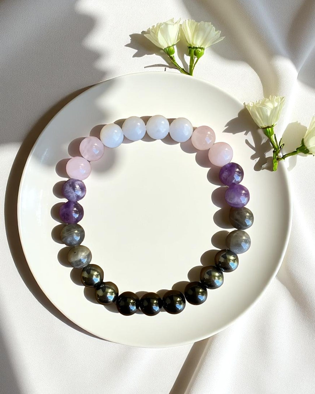 Inspirational beads bracelet promoting courage and perseverance