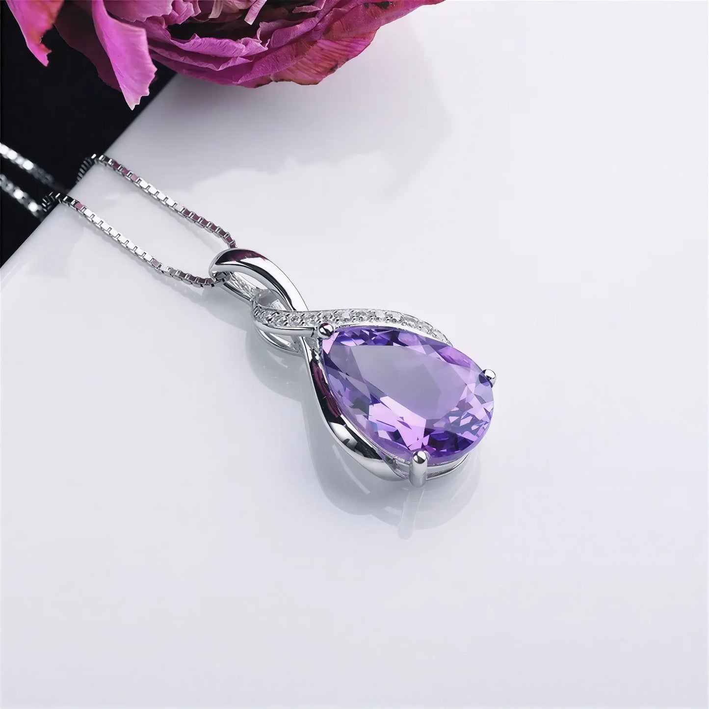 Purple teardrop-shaped gemstone necklace beautiful amethyst for daily wear