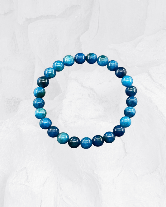 Natural blue apatite beads bracelet for focus and motivation