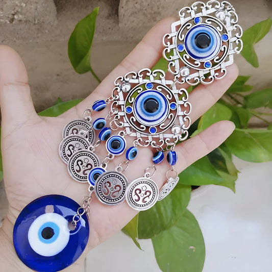 Handcrafted evil eye wall hanging for home protection and positive energy

