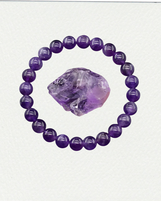 Natural amethyst beads bracelet for stress relief and spiritual clarity