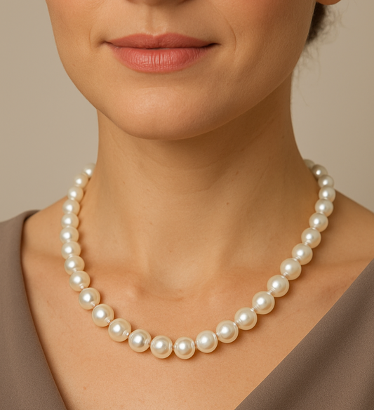 Elegant freshwater pearl necklace with classic white round pearls, timeless women’s jewelry gift