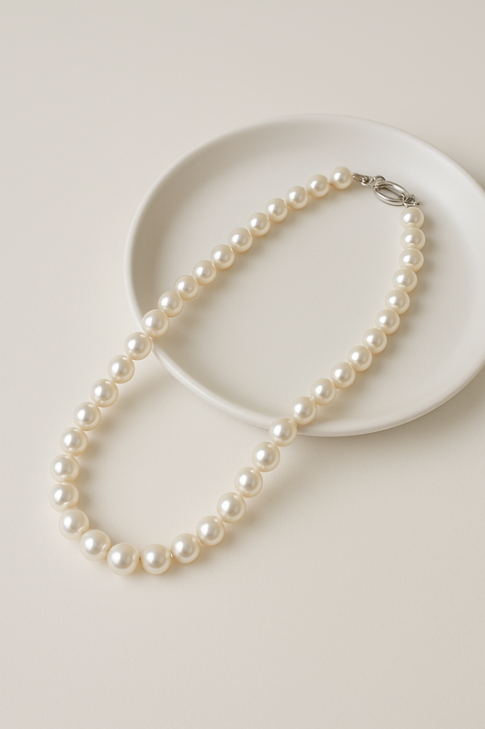 Elegant Freshwater Pearl Necklace – Classic White Round Beads for Women, Timeless Jewelry Gift
