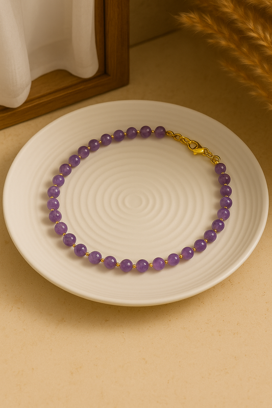 Natural amethyst beaded necklace for spiritual balance and stress relief

