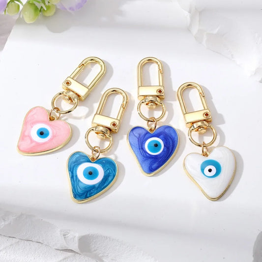 Turkish Heart Evil Eye Keychain – Protection Charm Accessory