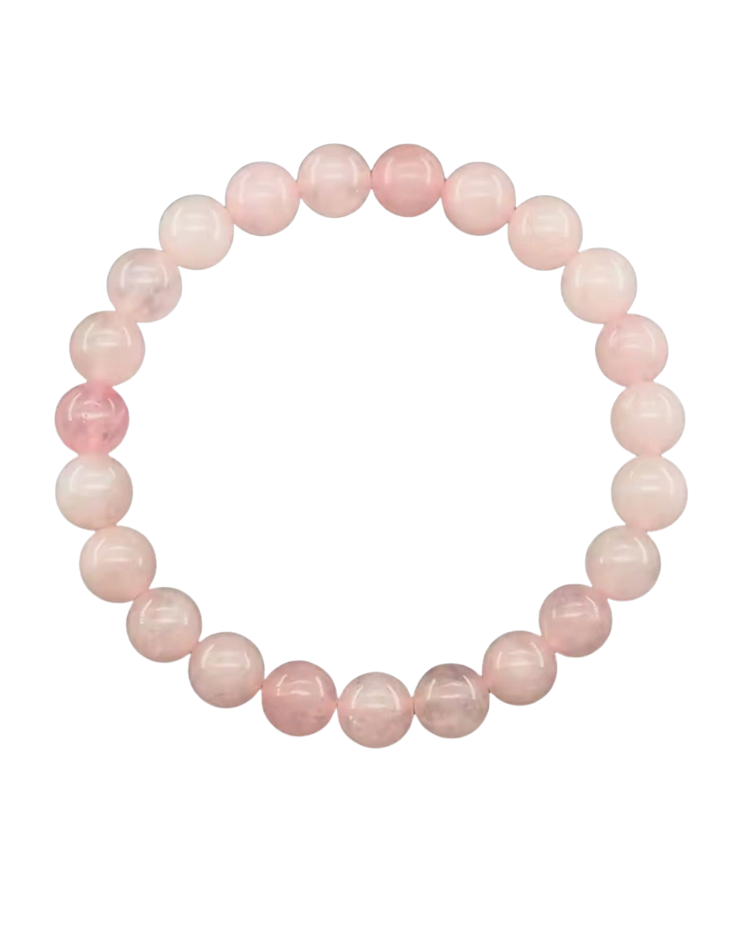 rose quartz bracelet on white background