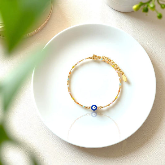 Sterling silver evil eye bracelet for protection and positive energy