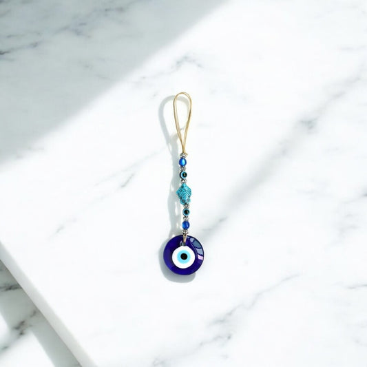 Blue evil eye car mirror hanging charm for protection while driving